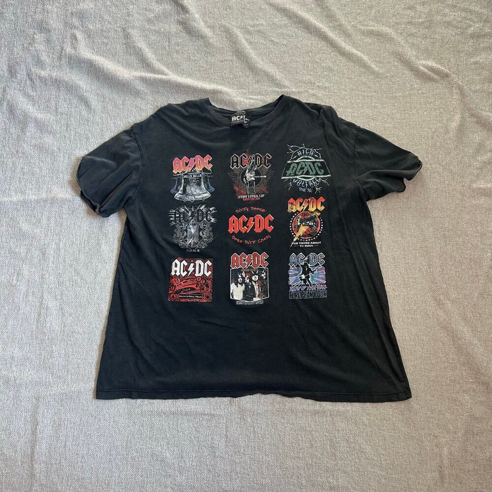 dark grey/black bershka ac/dc band t-shirt